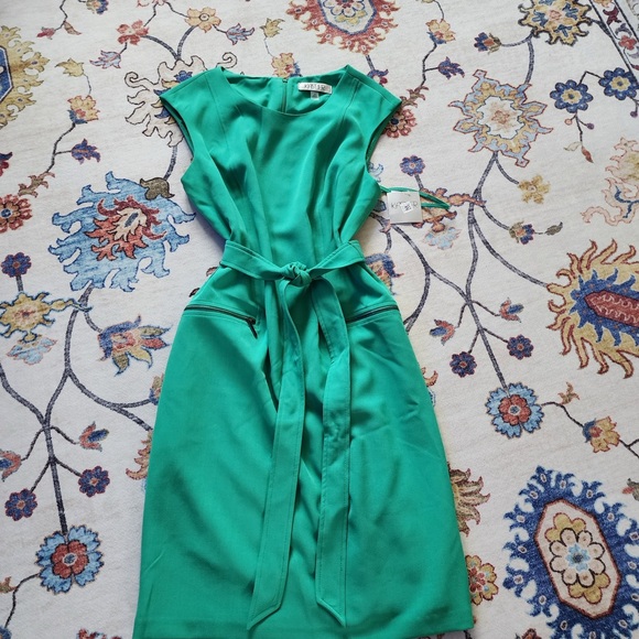 Green women’s size 14 dress knee high back zipper sleeveless cute NWT from Macys - Picture 3 of 3